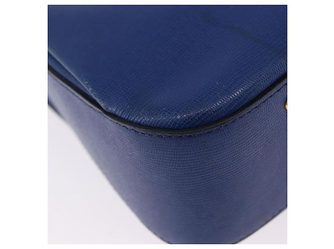 Céline Borsa a mano CELINE Circle in pelle 2way Blu Tono Oro Auth BA14889A - vista 17