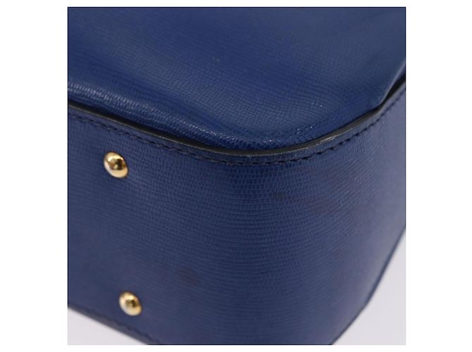 Céline Borsa a mano CELINE Circle in pelle 2way Blu Tono Oro Auth BA14889A - vista 18