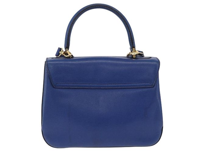 Céline Borsa a mano CELINE Circle in pelle 2way Blu Tono Oro Auth BA14889A - vista 2