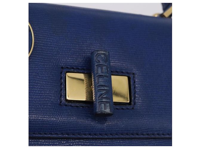 Céline Borsa a mano CELINE Circle in pelle 2way Blu Tono Oro Auth BA14889A - vista 20