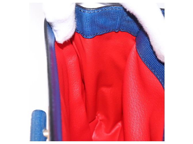 Céline Borsa a mano CELINE Circle in pelle 2way Blu Tono Oro Auth BA14889A - vista 26