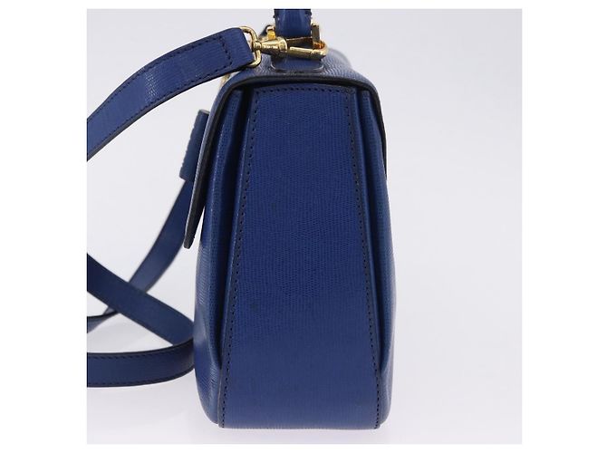 Céline Borsa a mano CELINE Circle in pelle 2way Blu Tono Oro Auth BA14889A - vista 4