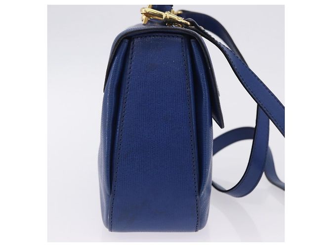 Céline Borsa a mano CELINE Circle in pelle 2way Blu Tono Oro Auth BA14889A - vista 5