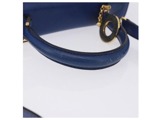 Céline Borsa a mano CELINE Circle in pelle 2way Blu Tono Oro Auth BA14889A - vista 8