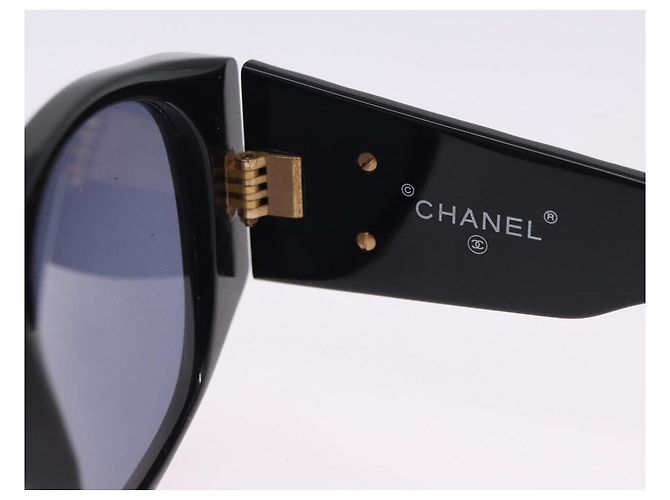 Occhiali da sole CHANEL COCO Mark Matelasse Plastica Nero Oro CC Auth 198824 D'oro - vista 10