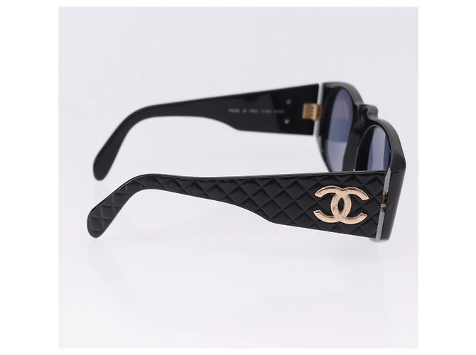 Occhiali da sole CHANEL COCO Mark Matelasse Plastica Nero Oro CC Auth 198824 D'oro - vista 6
