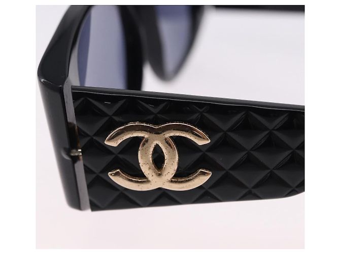 Occhiali da sole CHANEL COCO Mark Matelasse Plastica Nero Oro CC Auth 198824 D'oro - vista 9