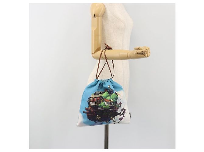 LOEWE Studio Ghibli Howl's Moving Castle Pouch Nylon Blue Auth 167496M - vista 20