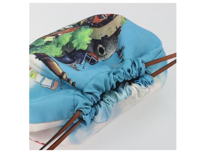 LOEWE Studio Ghibli Howl's Moving Castle Pouch Nylon Blue Auth 167496M - vista 6
