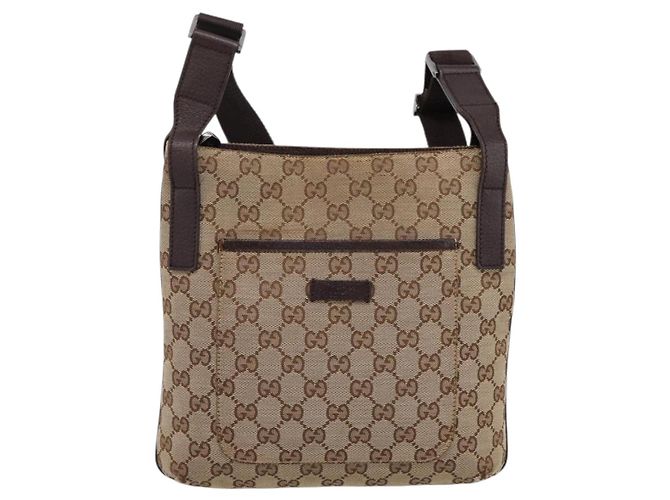 Borsa a tracolla GUCCI GG Canvas Beige Silver 122793 Auth 197038 Argento - vista 2