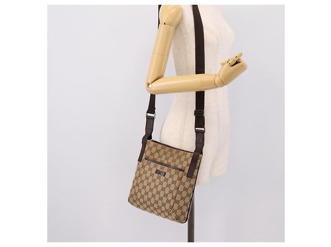 Borsa a tracolla GUCCI GG Canvas Beige Silver 122793 Auth 197038 Argento - vista 23