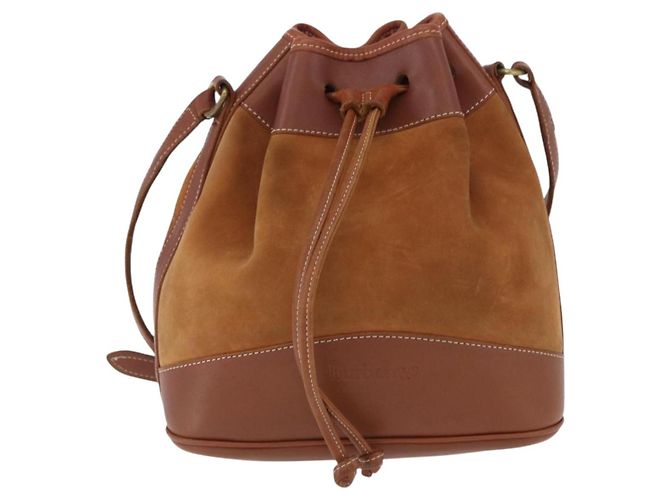 Borsa a Tracolla Burberrys Pelle Camoscio Marrone Oro Auth 196612A D'oro - vista 13
