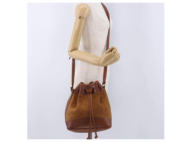 Borsa a Tracolla Burberrys Pelle Camoscio Marrone Oro Auth 196612A D'oro - vista 19