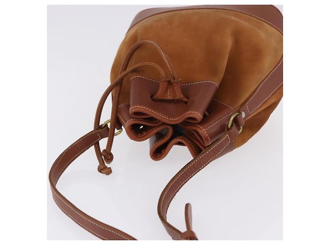 Borsa a Tracolla Burberrys Pelle Camoscio Marrone Oro Auth 196612A D'oro - vista 6