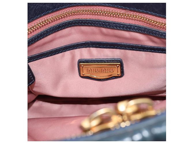 Borsa a mano Miu Miu Matelassé in pelle 2way Navy tono oro Auth 198679 Blu navy - vista 10
