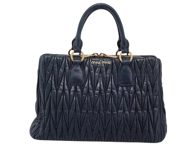 Borsa a mano Miu Miu Matelassé in pelle 2way Navy tono oro Auth 198679 Blu navy - vista 13