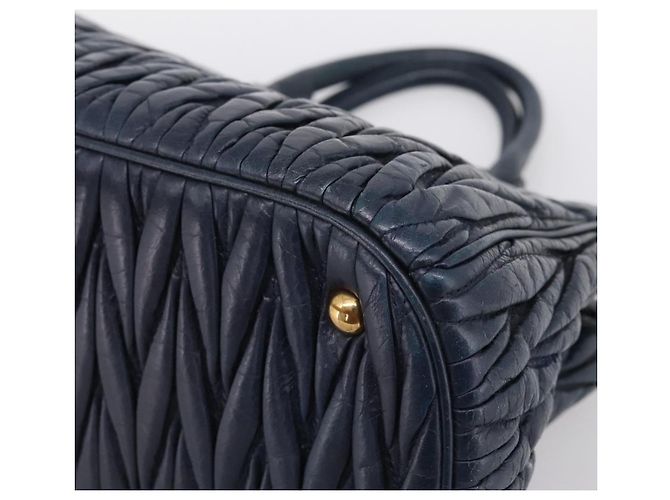 Borsa a mano Miu Miu Matelassé in pelle 2way Navy tono oro Auth 198679 Blu navy - vista 14