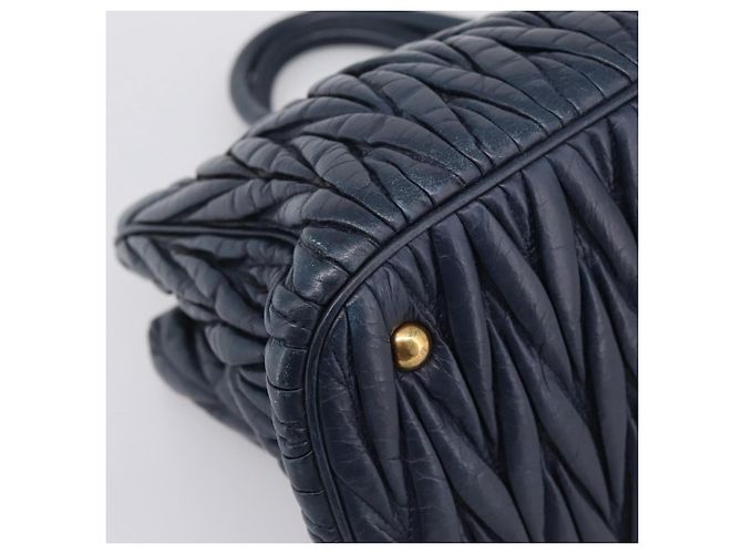 Borsa a mano Miu Miu Matelassé in pelle 2way Navy tono oro Auth 198679 Blu navy - vista 15