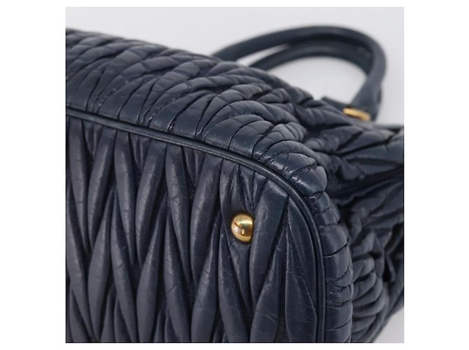 Borsa a mano Miu Miu Matelassé in pelle 2way Navy tono oro Auth 198679 Blu navy - vista 16