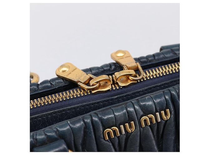 Borsa a mano Miu Miu Matelassé in pelle 2way Navy tono oro Auth 198679 Blu navy - vista 17