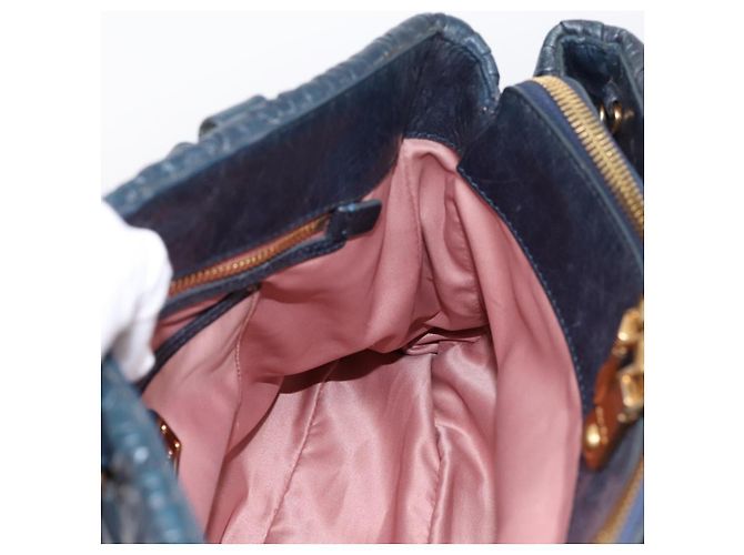 Borsa a mano Miu Miu Matelassé in pelle 2way Navy tono oro Auth 198679 Blu navy - vista 18