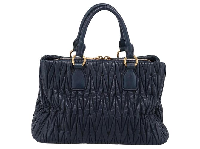 Borsa a mano Miu Miu Matelassé in pelle 2way Navy tono oro Auth 198679 Blu navy - vista 2