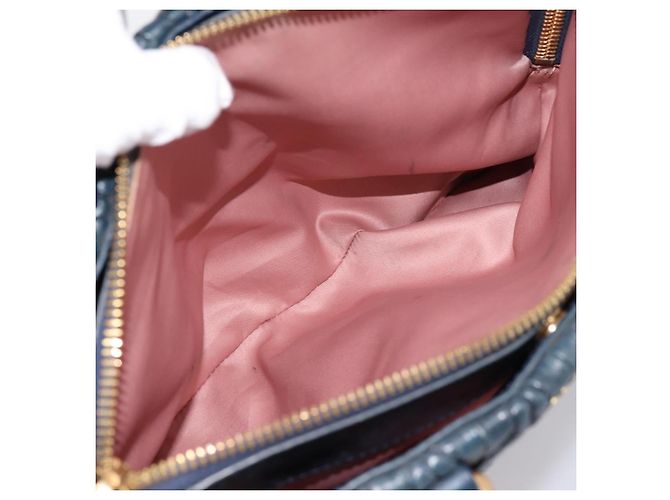 Borsa a mano Miu Miu Matelassé in pelle 2way Navy tono oro Auth 198679 Blu navy - vista 23