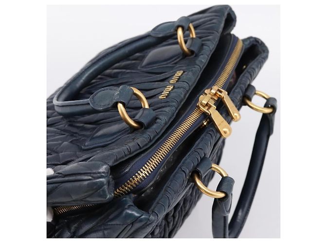 Borsa a mano Miu Miu Matelassé in pelle 2way Navy tono oro Auth 198679 Blu navy - vista 6