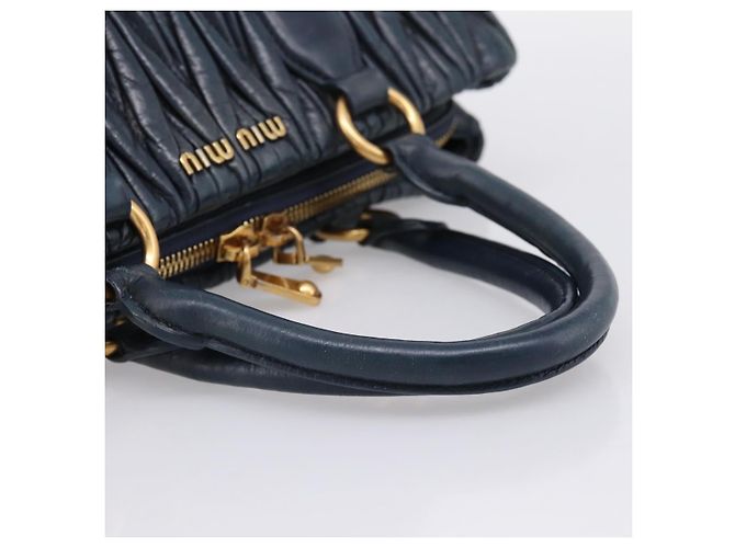 Borsa a mano Miu Miu Matelassé in pelle 2way Navy tono oro Auth 198679 Blu navy - vista 7