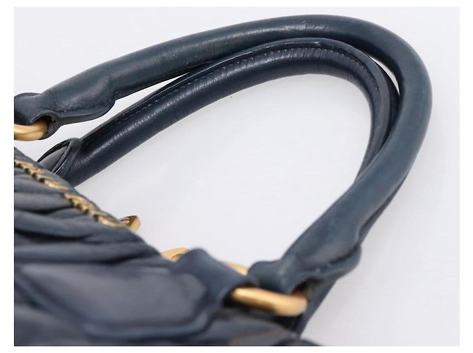 Borsa a mano Miu Miu Matelassé in pelle 2way Navy tono oro Auth 198679 Blu navy - vista 8