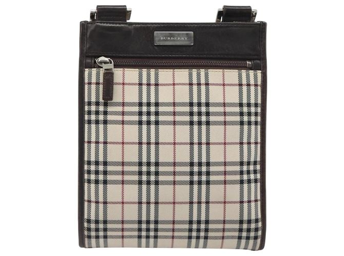 Borsa a tracolla BURBERRY Nova Check Canvas Beige Silver Auth 198716A Argento - vista 13