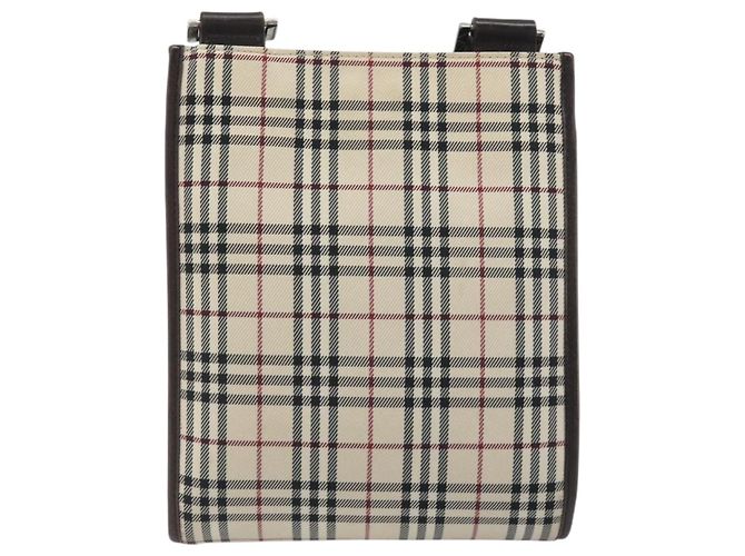 Borsa a tracolla BURBERRY Nova Check Canvas Beige Silver Auth 198716A Argento - vista 2
