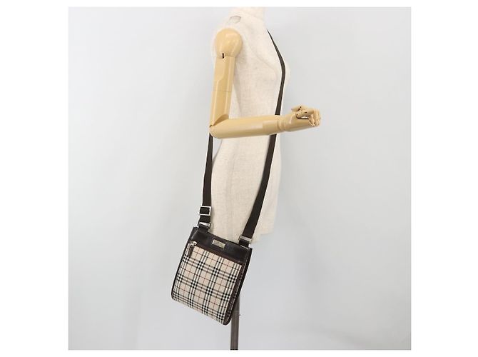Borsa a tracolla BURBERRY Nova Check Canvas Beige Silver Auth 198716A Argento - vista 22