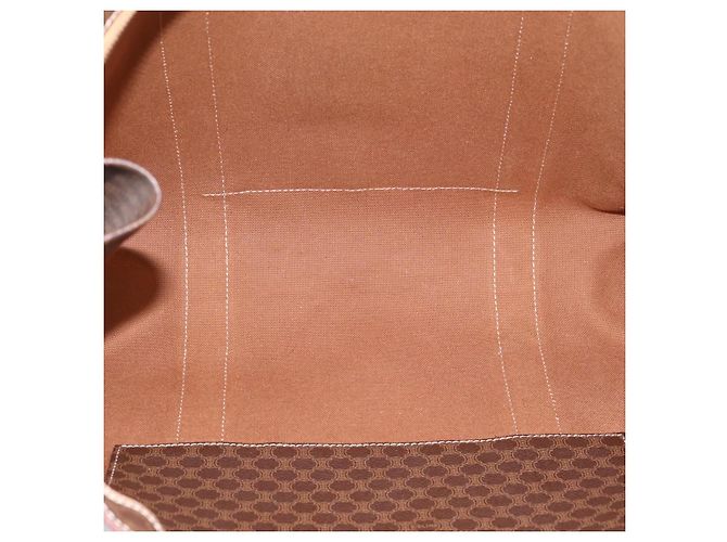 Céline Borsa Tote CELINE Macadam Canvas PVC Pelle Brown Gold Auth ka5704 Marrone D'oro - vista 11
