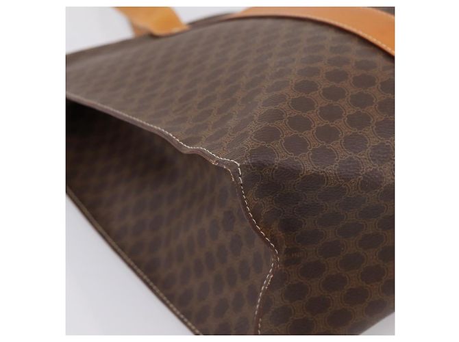 Céline Borsa Tote CELINE Macadam Canvas PVC Pelle Brown Gold Auth ka5704 Marrone D'oro - vista 14