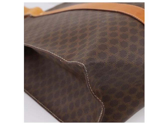 Céline Borsa Tote CELINE Macadam Canvas PVC Pelle Brown Gold Auth ka5704 Marrone D'oro - vista 16