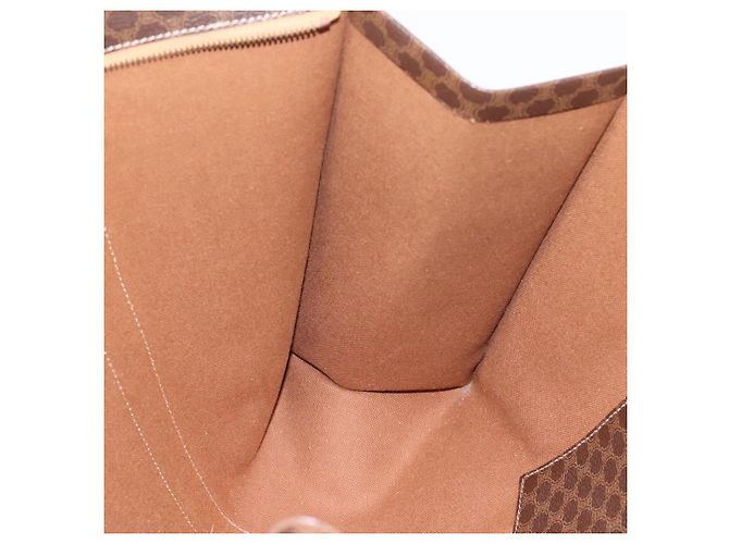 Céline Borsa Tote CELINE Macadam Canvas PVC Pelle Brown Gold Auth ka5704 Marrone D'oro - vista 18