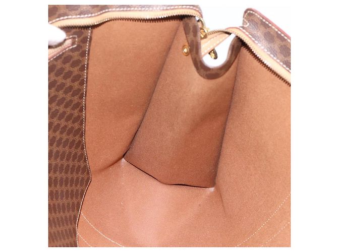Céline Borsa Tote CELINE Macadam Canvas PVC Pelle Brown Gold Auth ka5704 Marrone D'oro - vista 19