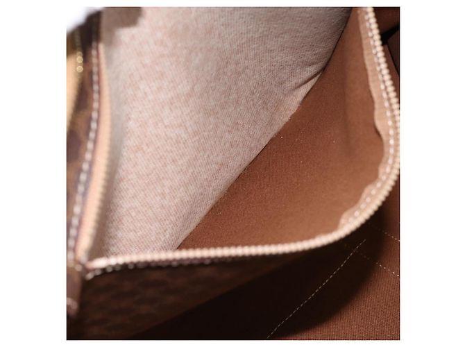 Céline Borsa Tote CELINE Macadam Canvas PVC Pelle Brown Gold Auth ka5704 Marrone D'oro - vista 21
