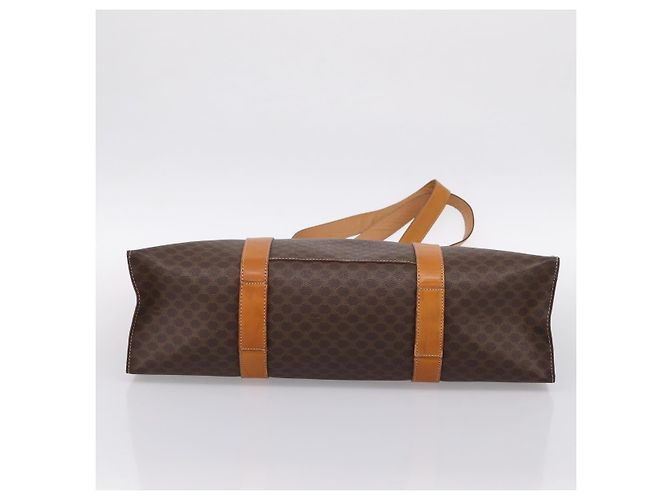 Céline Borsa Tote CELINE Macadam Canvas PVC Pelle Brown Gold Auth ka5704 Marrone D'oro - vista 5