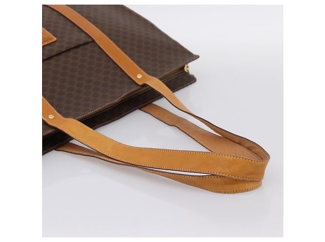 Céline Borsa Tote CELINE Macadam Canvas PVC Pelle Brown Gold Auth ka5704 Marrone D'oro - vista 7