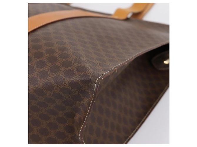 Céline Borsa Tote CELINE Macadam Canvas PVC Pelle Brown Gold Auth ka5704 Marrone D'oro - vista 9