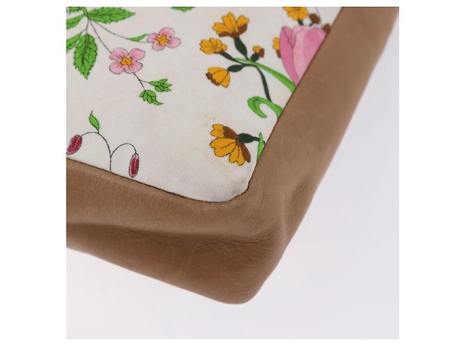 Borsa a tracolla con coulisse GUCCI Flora Canvas White Beige Auth BA14894A Bianco - vista 11