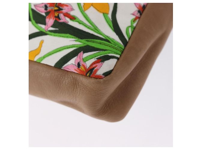 Borsa a tracolla con coulisse GUCCI Flora Canvas White Beige Auth BA14894A Bianco - vista 12