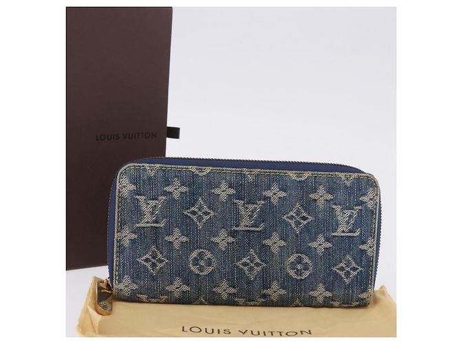 LOUIS VUITTON Monogram Denim Zippy Wallet Blue M95342 LV Auth 198787V - vista 12