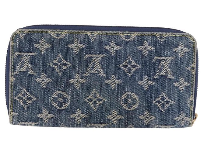 LOUIS VUITTON Monogram Denim Zippy Wallet Blue M95342 LV Auth 198787V - vista 2