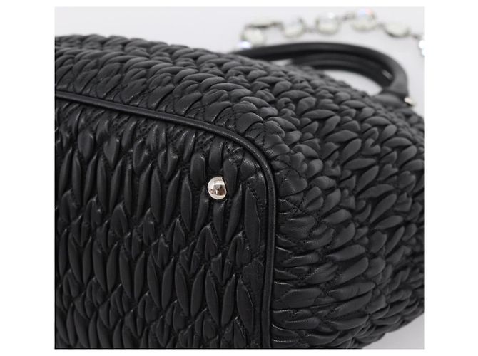 Borsa a mano Miu Miu Matelassé in pelle 2way Argento Nero Auth am12329V - vista 15