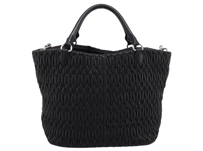 Borsa a mano Miu Miu Matelassé in pelle 2way Argento Nero Auth am12329V - vista 2