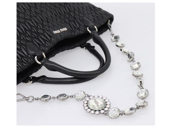 Borsa a mano Miu Miu Matelassé in pelle 2way Argento Nero Auth am12329V - vista 9