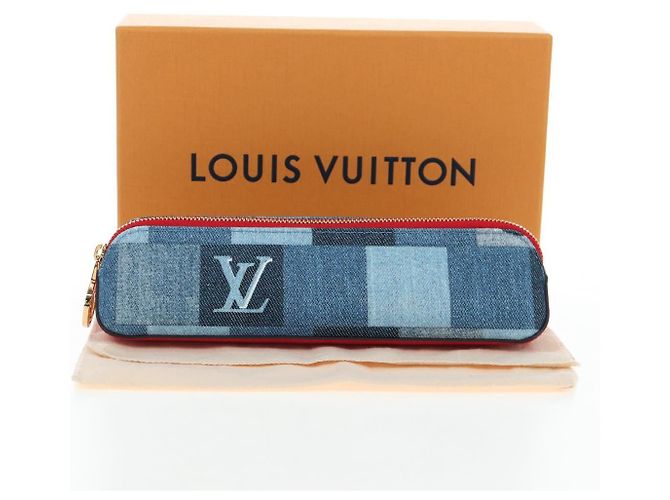 LOUIS VUITTON Monogram Denim Trousse Elizabeth Pen Case Blue GI0444 Auth 195530M Azul - vista 12